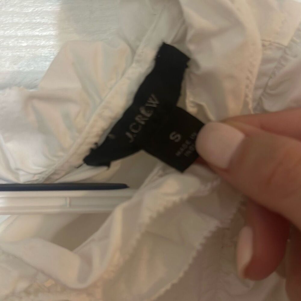 J. Crew Women's Cotton Sleeveless Keyhole Tie Back Ruffle Blouse Top White Small - Picture 3 of 9
